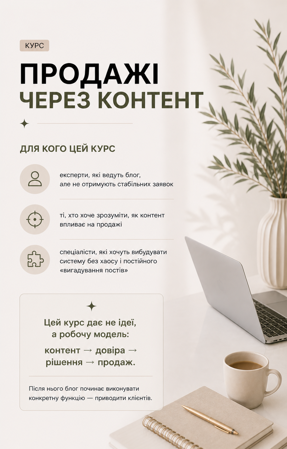 Курс «Продажі через контент»
